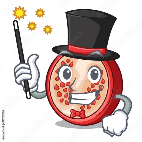 Magician cartoon fresh pomegranate and its half
