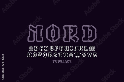 Hollow serif font in the style of handmade graphics