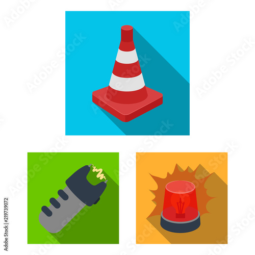 Police, Department flat icons in set collection for design.Detective and accessories vector symbol stock web illustration.