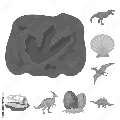 Different dinosaurs monochrome icons in set collection for design. Prehistoric animal vector symbol stock web illustration.