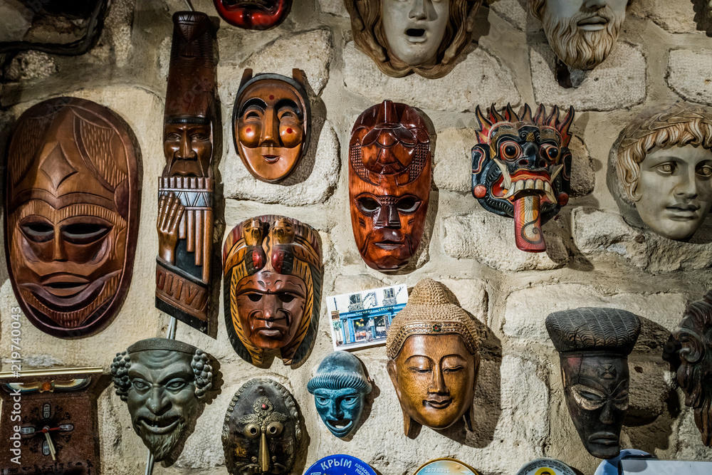 many different tribal masks