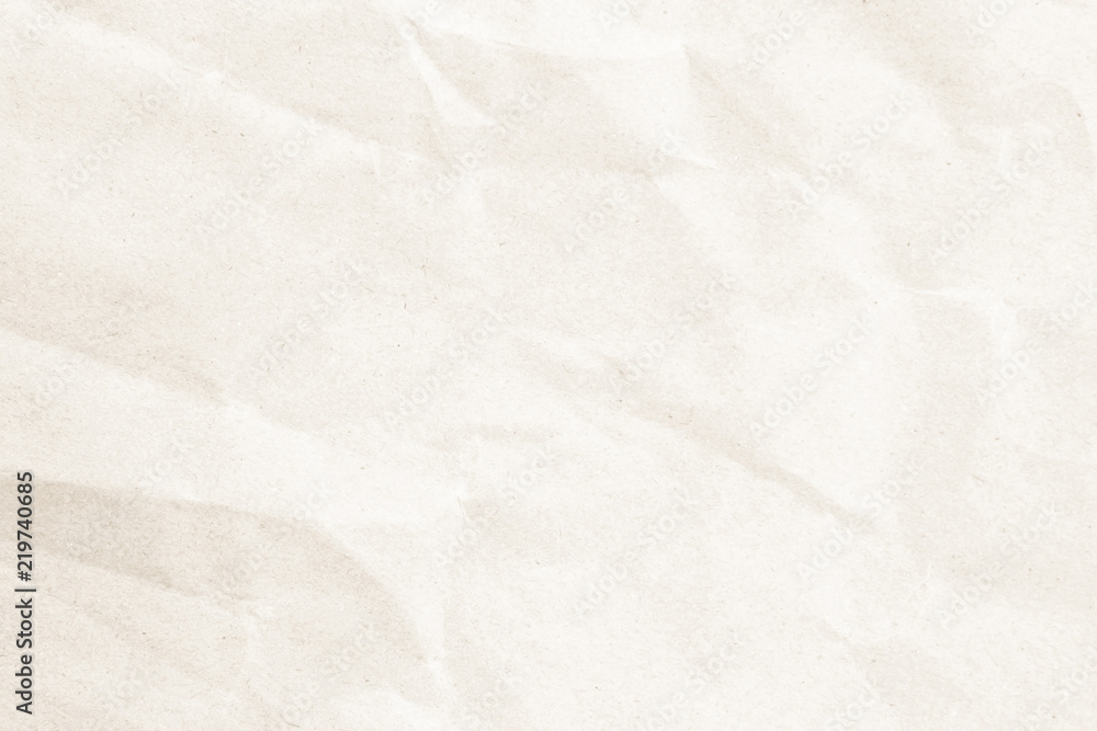 Naklejka premium Natural recycled paper or paperwork closeup of wrinkle texture shiny work sheet. Have art light tone white adorn.