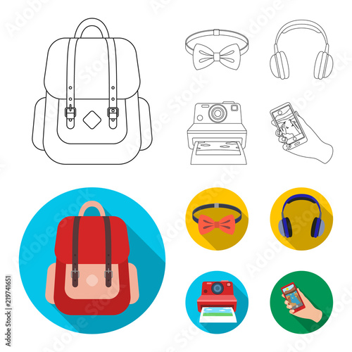 Hipster, fashion, style, subculture .Hipster style set collection icons in outline,flat style vector symbol stock illustration web.