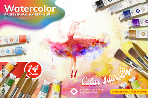 Watercolor paint set ads