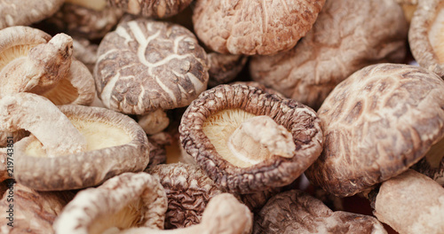 Heap of dried dry mushroom