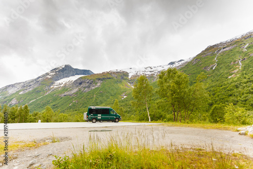 Camper car in norwegian mountains © anetlanda
