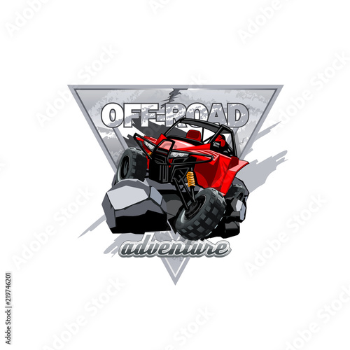 Off-Road ATV Buggy Logo, Adventure in the mountains.