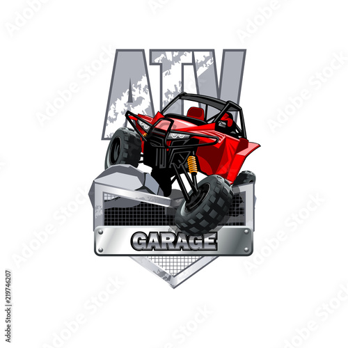 Off-Road ATV Buggy Logo, Service and Repairs garage.