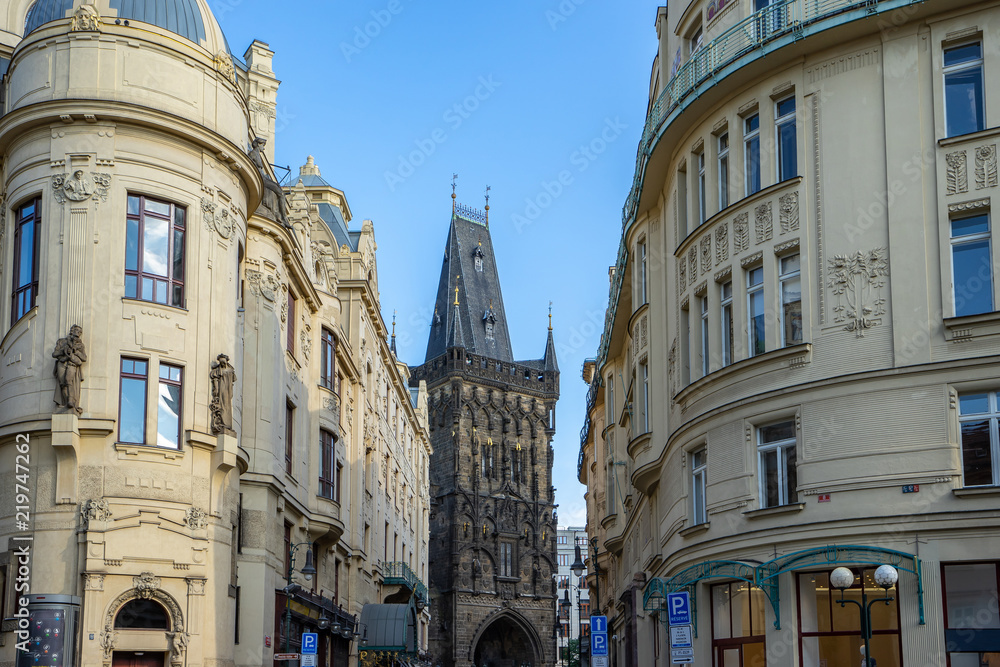 Powder Tower landmark in Prague city, Czech Republic