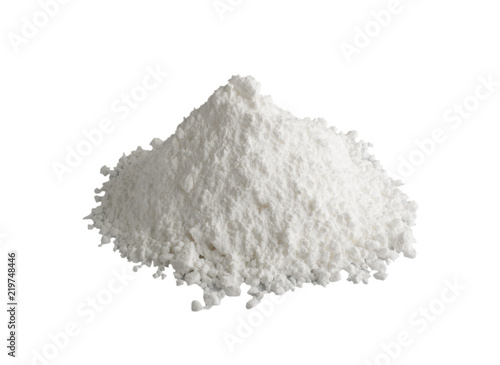White Powder of Concrete, Clay or Bentonite Isolated on White Background with Clipping Path