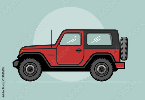 Vector modern retro khaki car. Tourism design.Travel by car. Retro travel car. Extreme Sports, 4x4 Sports. Allroad vehicle. EPS 10