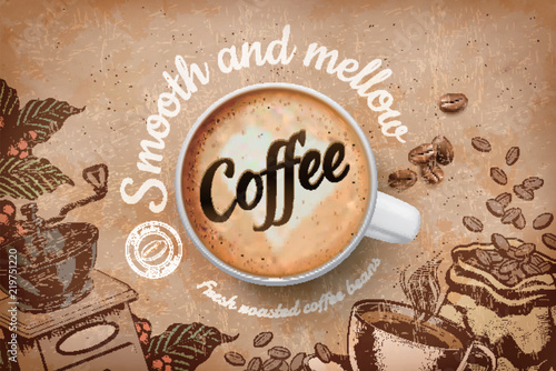 Coffee ads in engraving style