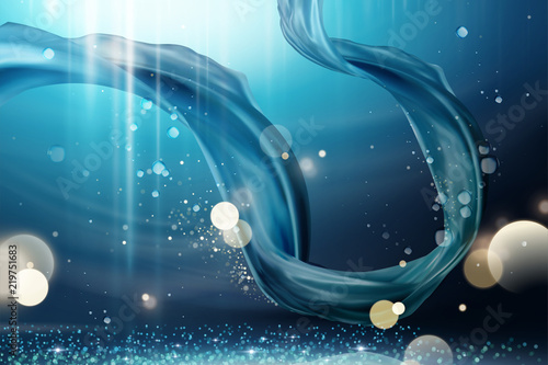 Blue satin design element