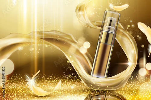 Golden skincare spray ads