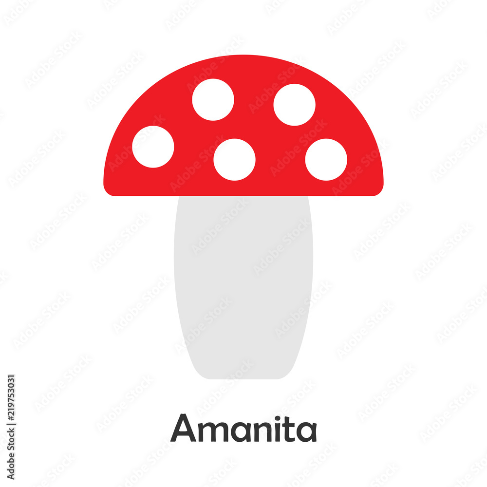 Amanita in cartoon style, card with fruit for kid, preschool activity for children, vector illustration