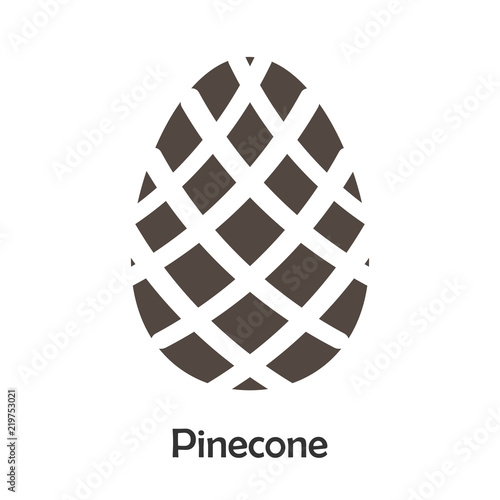 Pinecone in cartoon style, card with fruit for kid, preschool activity for children, vector illustration
