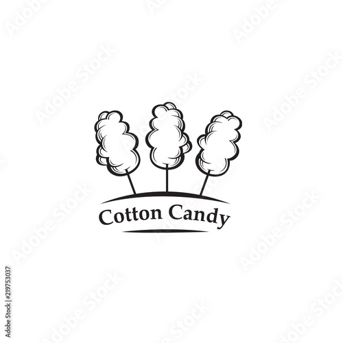 emblem with collection of different sweet cotton candies