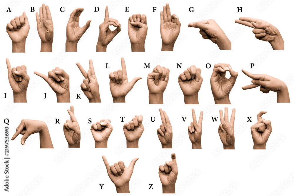 Finger Spelling The Alphabet In American Sign Language Asl Stock