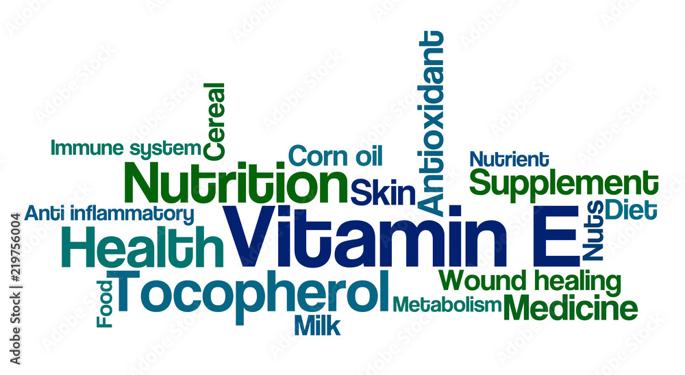 Word Cloud on a white background - Vitamin E Word Cloud on a white background - Vitamin E