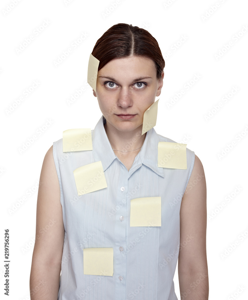 business woman office papers notes