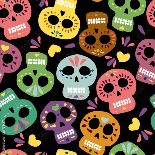 Mexican vector skulls for day of the dead. Dia de los muertos. Illustration for banner site card walpaper design