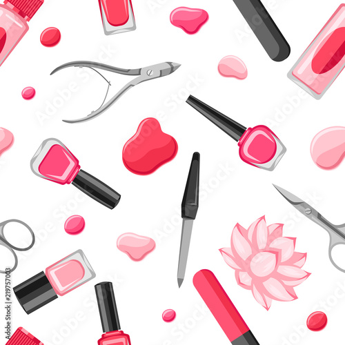 Seamless pattern with manicure tools.