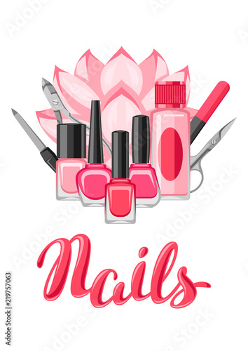 Background with manicure tools.