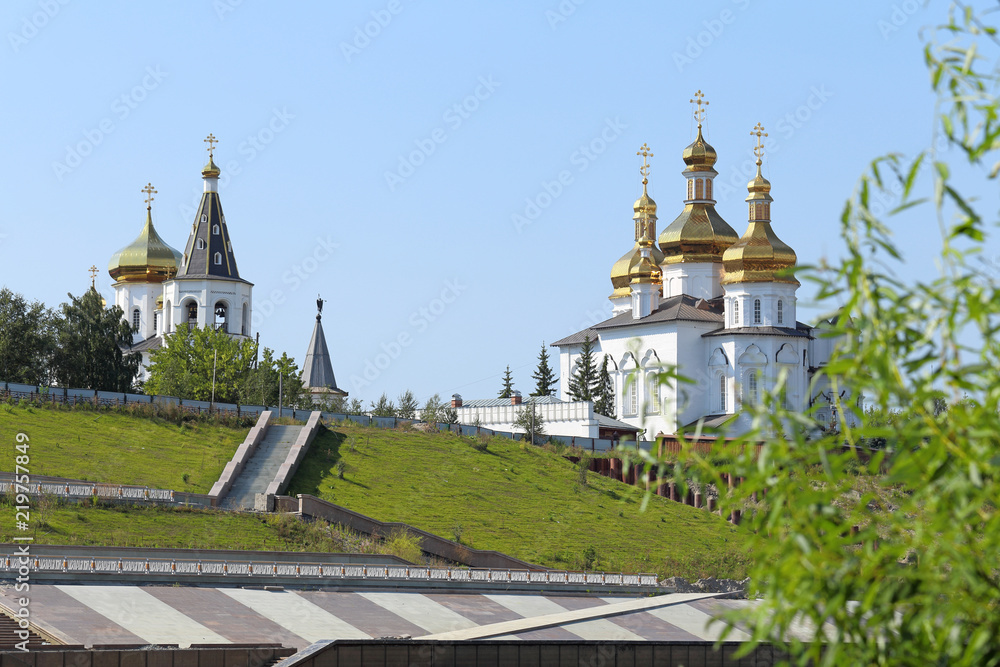 View of the Holy Trinity monastery from the waterfront in Tyumen