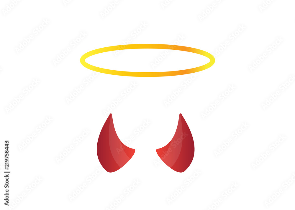 Fototapeta premium Devil horns and trident set vector illustration. Devil horns vector
