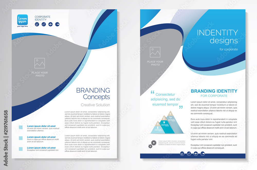 Template vector design for Brochure, AnnualReport, Magazine, Poster, Corporate Presentation, Portfolio, Flyer, infographic, layout modern with blue color size A4, Front and back, Easy to use and edit. Template vector design for Brochure, AnnualReport, Magazine, Poster, Corporate Presentation, Portfolio, Flyer, infographic, layout modern with blue color size A4, Front and back, Easy to use and edit.