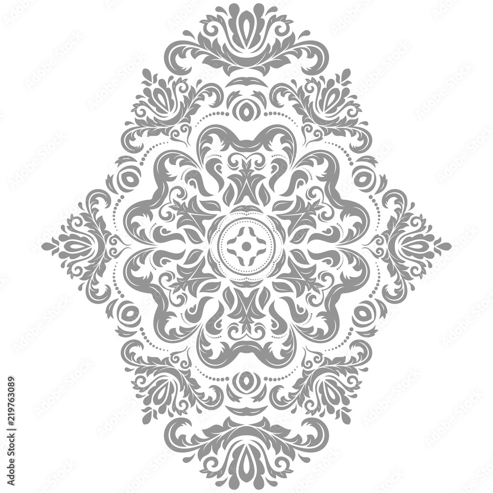Oriental silver pattern with arabesques and floral elements. Traditional classic ornament. Vintage pattern with arabesques Oriental silver pattern with arabesques and floral elements. Traditional classic ornament. Vintage pattern with arabesques
