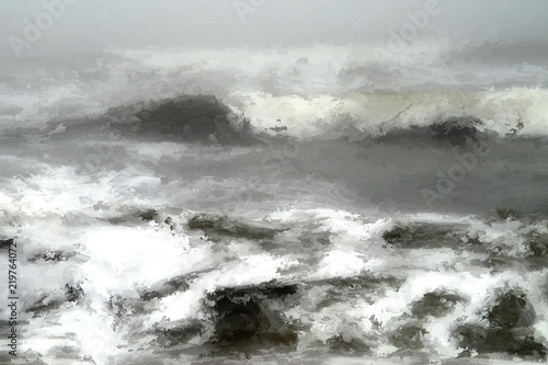 Digital Painting of a wavy Sea