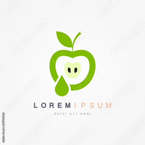 Apple juice. Fresh fruit, vector icon