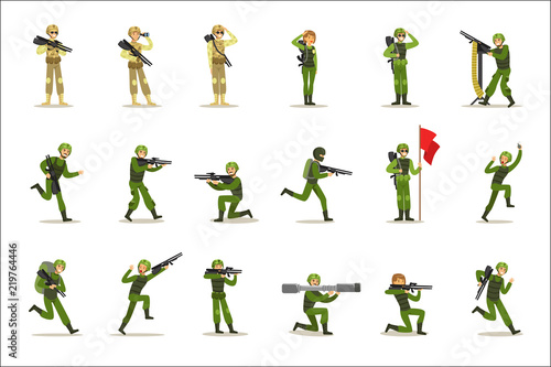 Wallpaper Mural Infantry Soldiers In Full Military Khaki Uniform With Guns During War Operation
