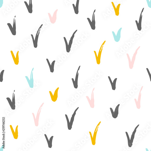 Seamless pattern with hand drawn check marks. Vector illustration