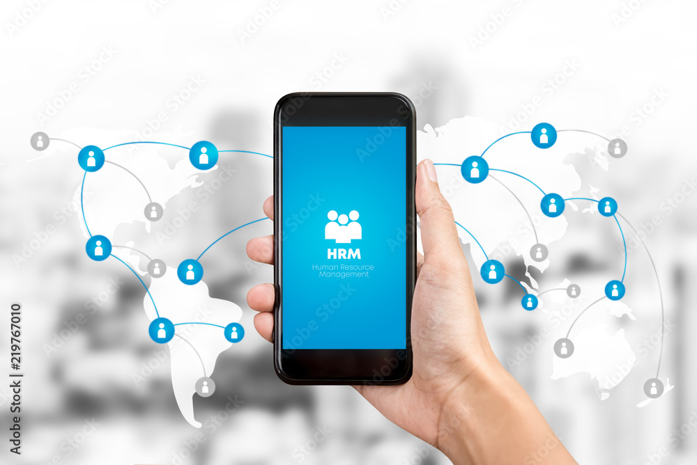 Human resource management or HRM application on smartphone screen