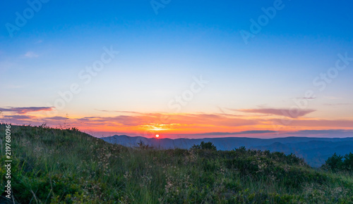 Sunset over the mountains of Transilvania