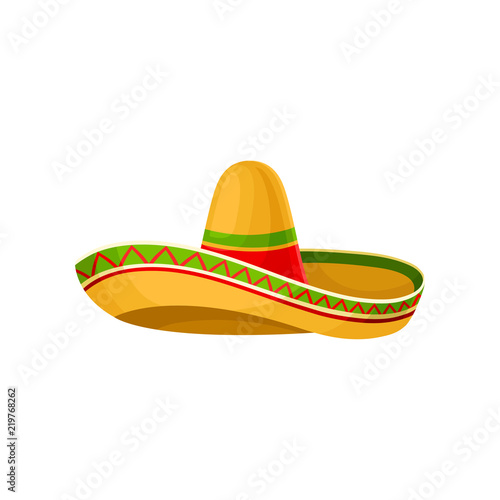 Mexican sombrero hat vector Illustration on a white background