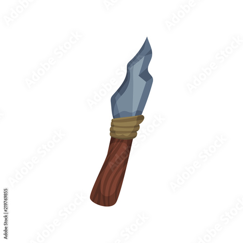 Prehistoric stone knife, stone age symbol, weapon of caveman vector Illustration on a white background