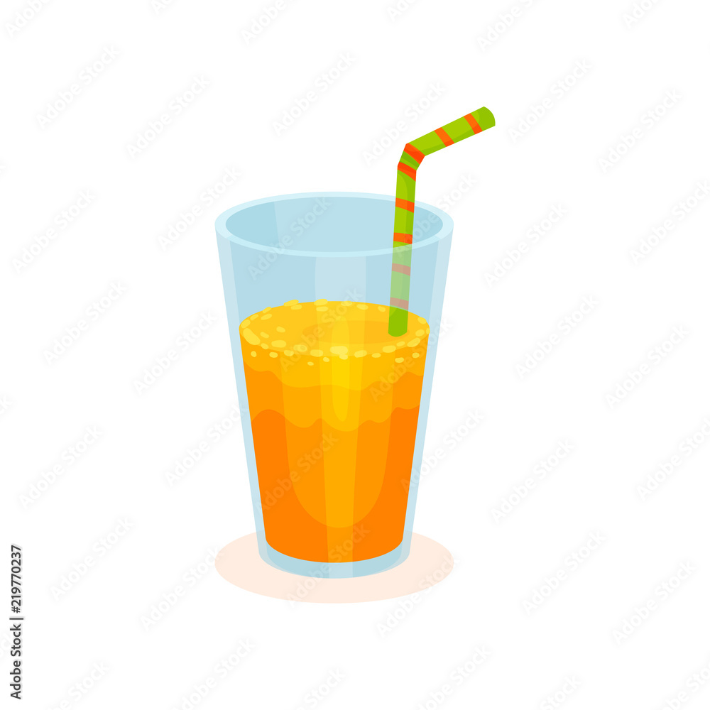 Fresh orange juice in a glass vector Illustration on a white background Fresh orange juice in a glass vector Illustration on a white background