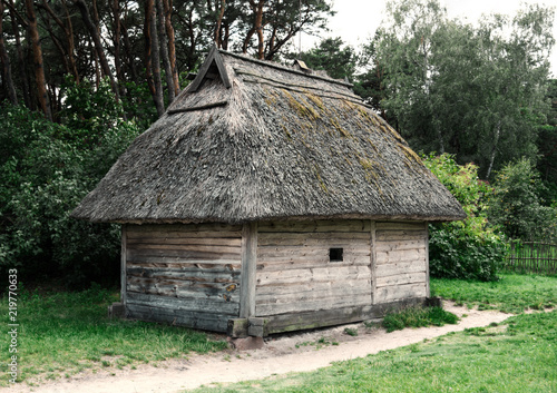Old fashioned timber house in XIX century village