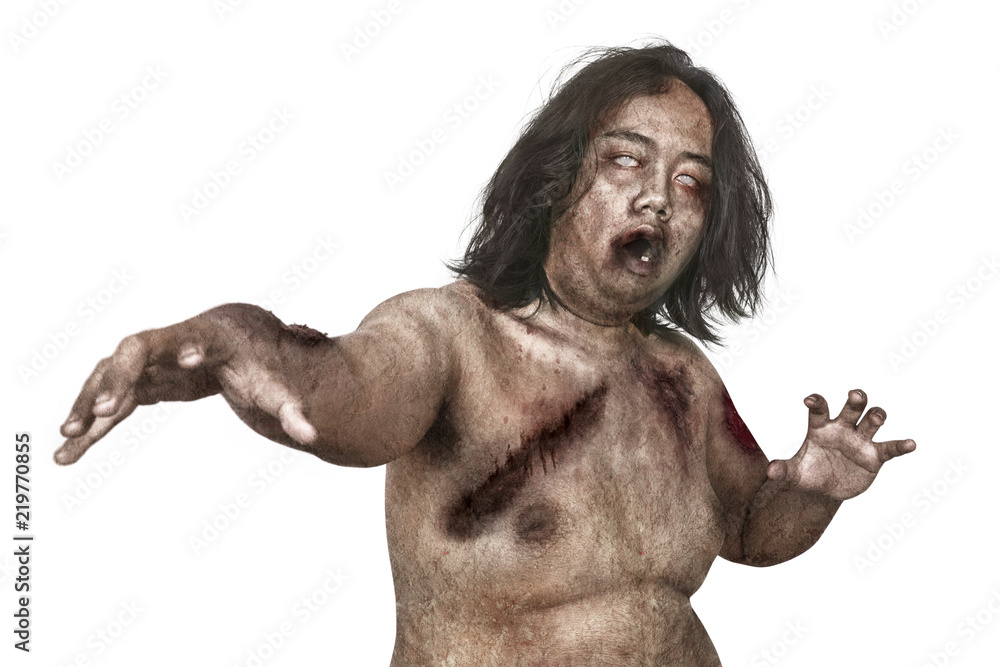Portrait of zombie man with wounded body Portrait of zombie man with wounded body