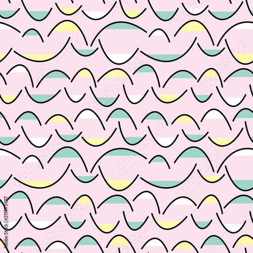 Wavy shapes background. Seamless pattern.Vector. なみなみパターン
