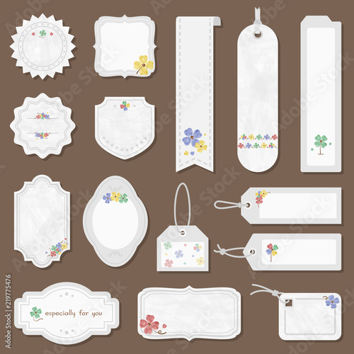 水彩　クローバー　ラベル＆タグ　セット