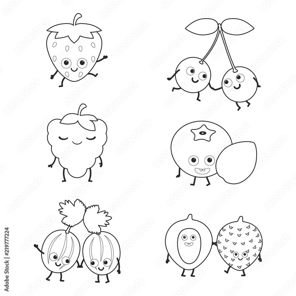 Naklejka premium Cartoon vector fruits