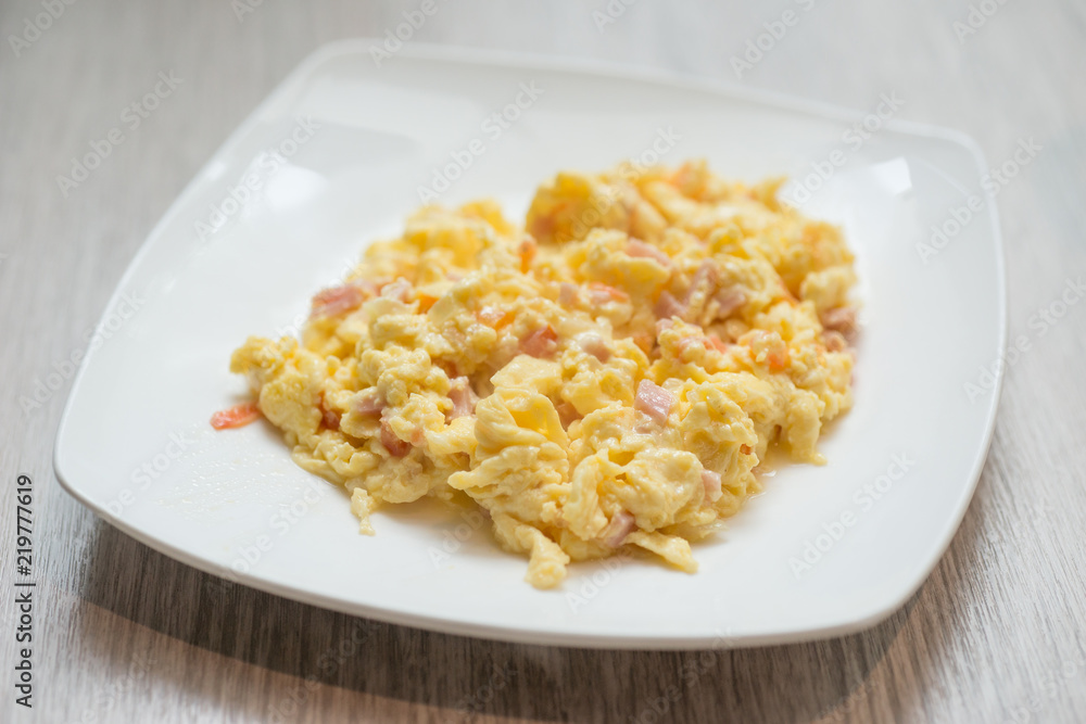 scrambled egg on white plate