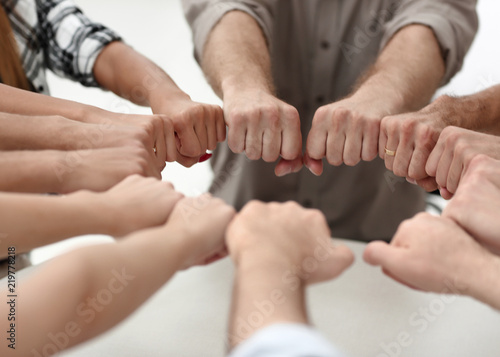 close up.hands of the business team forming a circle