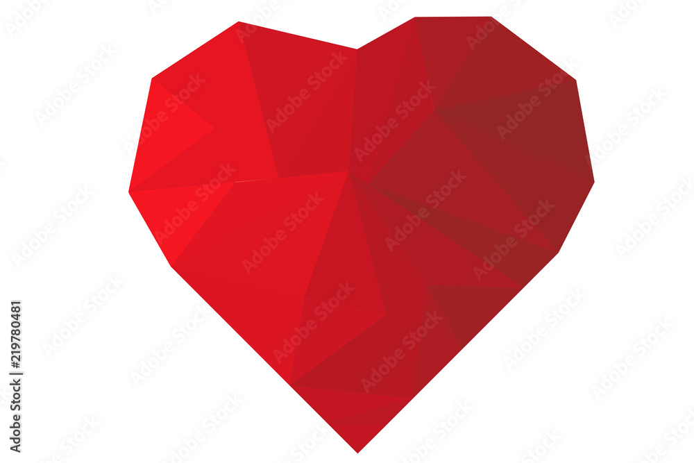Corazón rojo formado por triángulos. Corazón rojo formado por triángulos.