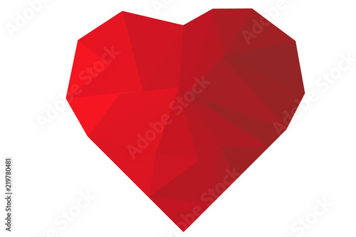 Corazón rojo formado por triángulos.