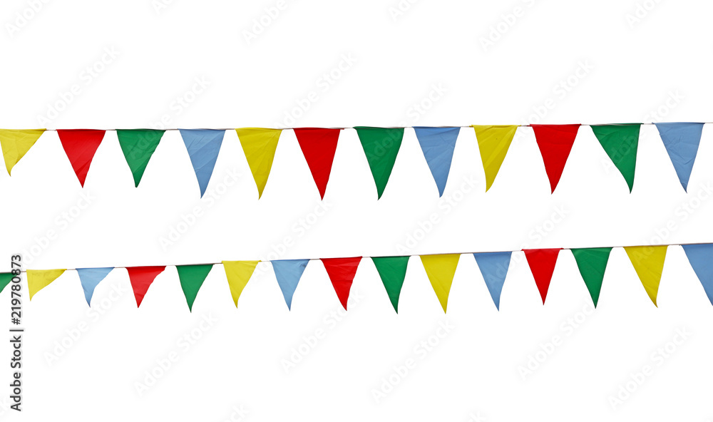 Multicolor festive flags isolated on white Multicolor festive flags isolated on white